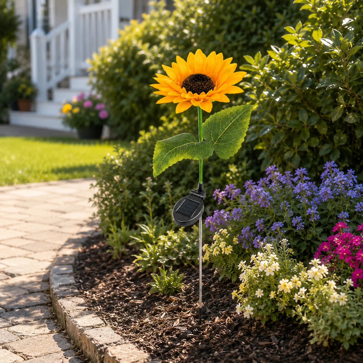 Refined Solar Sunflower Garden Stake Light-Warm Bloom Glow for Pathways Garden Beds Functional