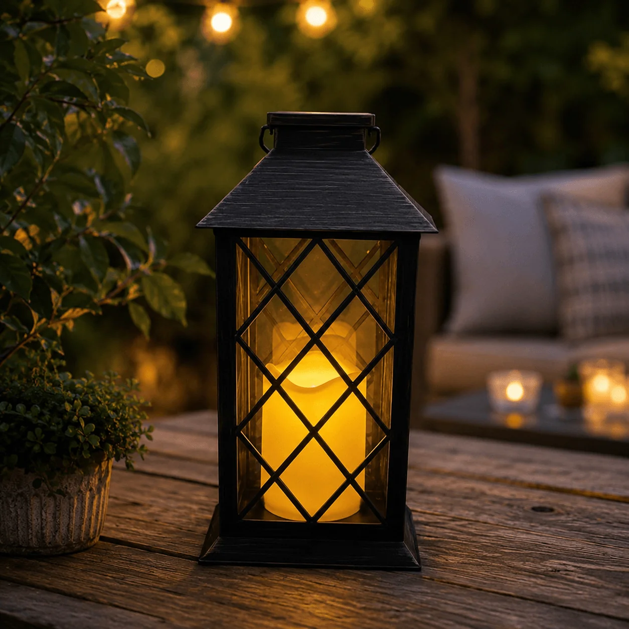 Healthy Solar LED Faux Candle Lantern with Carry Handle - Antique Copper or Black Practical