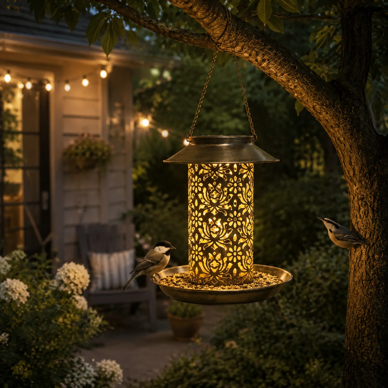 Fine Crafted Solar Bird Feeder Lantern-Decorative Metal Feeder World-Class