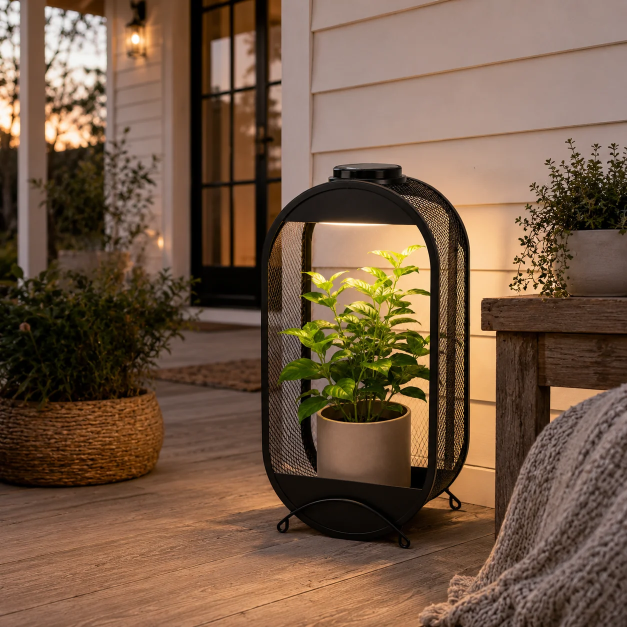 Verified Solar Wall Planter Lantern-Wall-Mounted Display Shelf with Warm Ambient Light Traditional