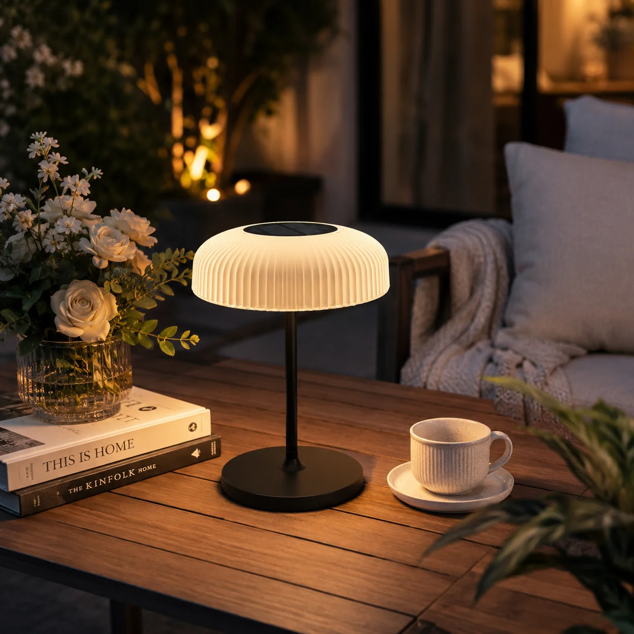 Advanced Mushroom Glow Solar Table Lamp Warm White 3000K Powerful
