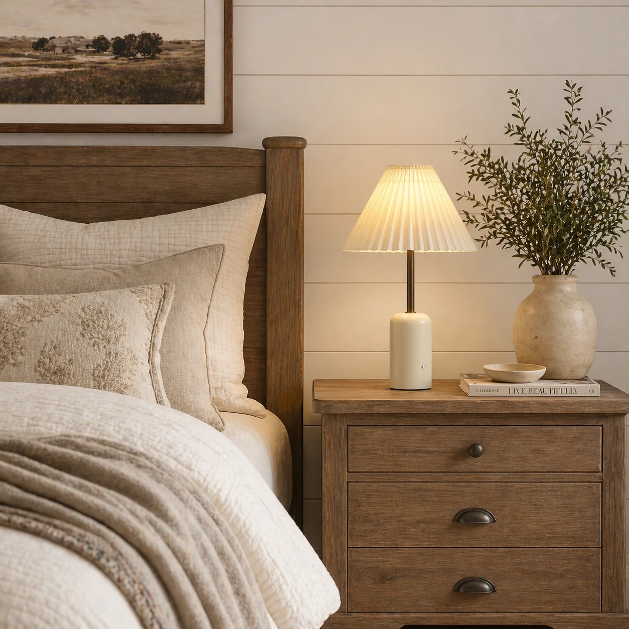 Effective Cordless Pleated Shade Rechargeable Table Lamp Advanced