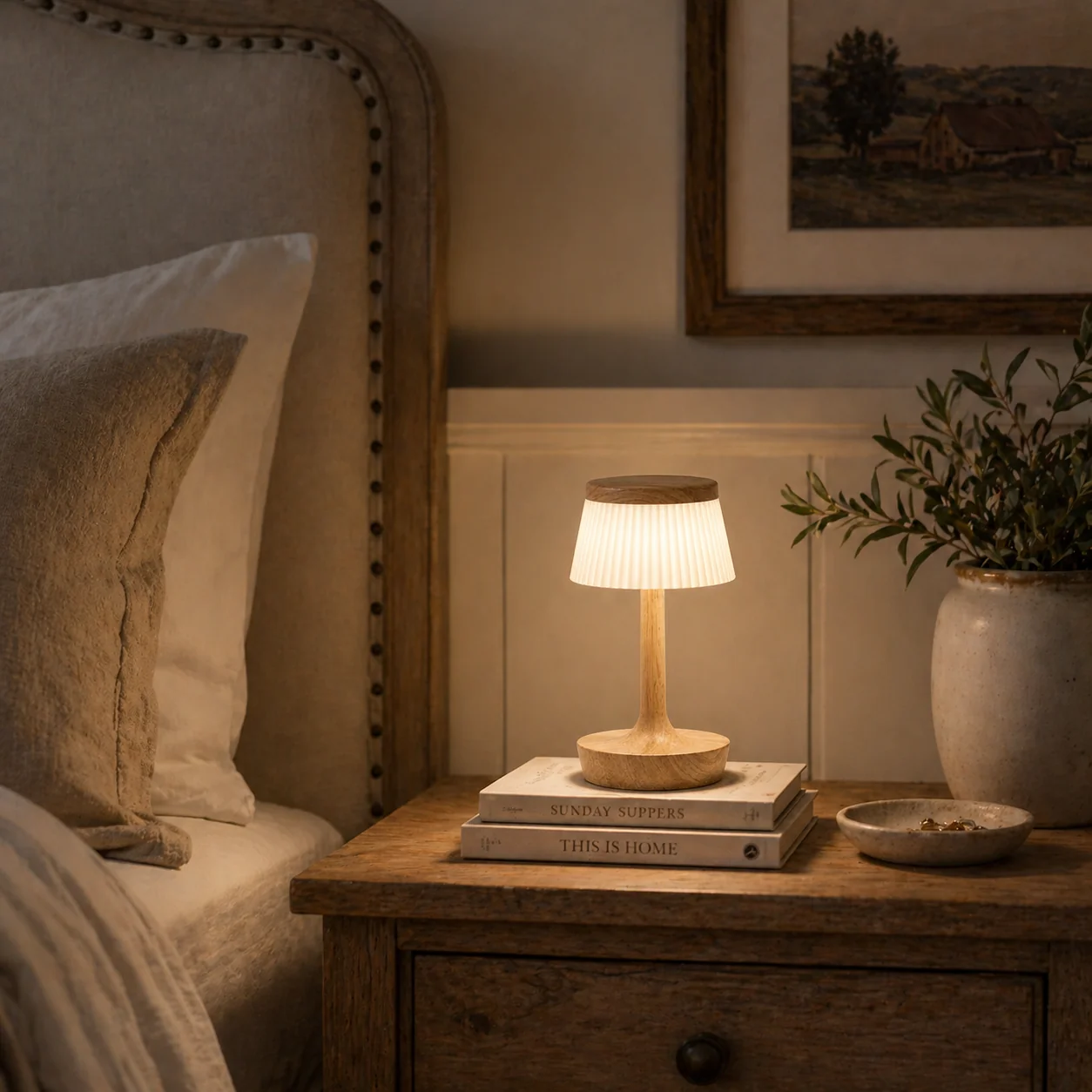 Trendy Mushroom Touch-Dimmable Rechargeable Table Lamp Smart