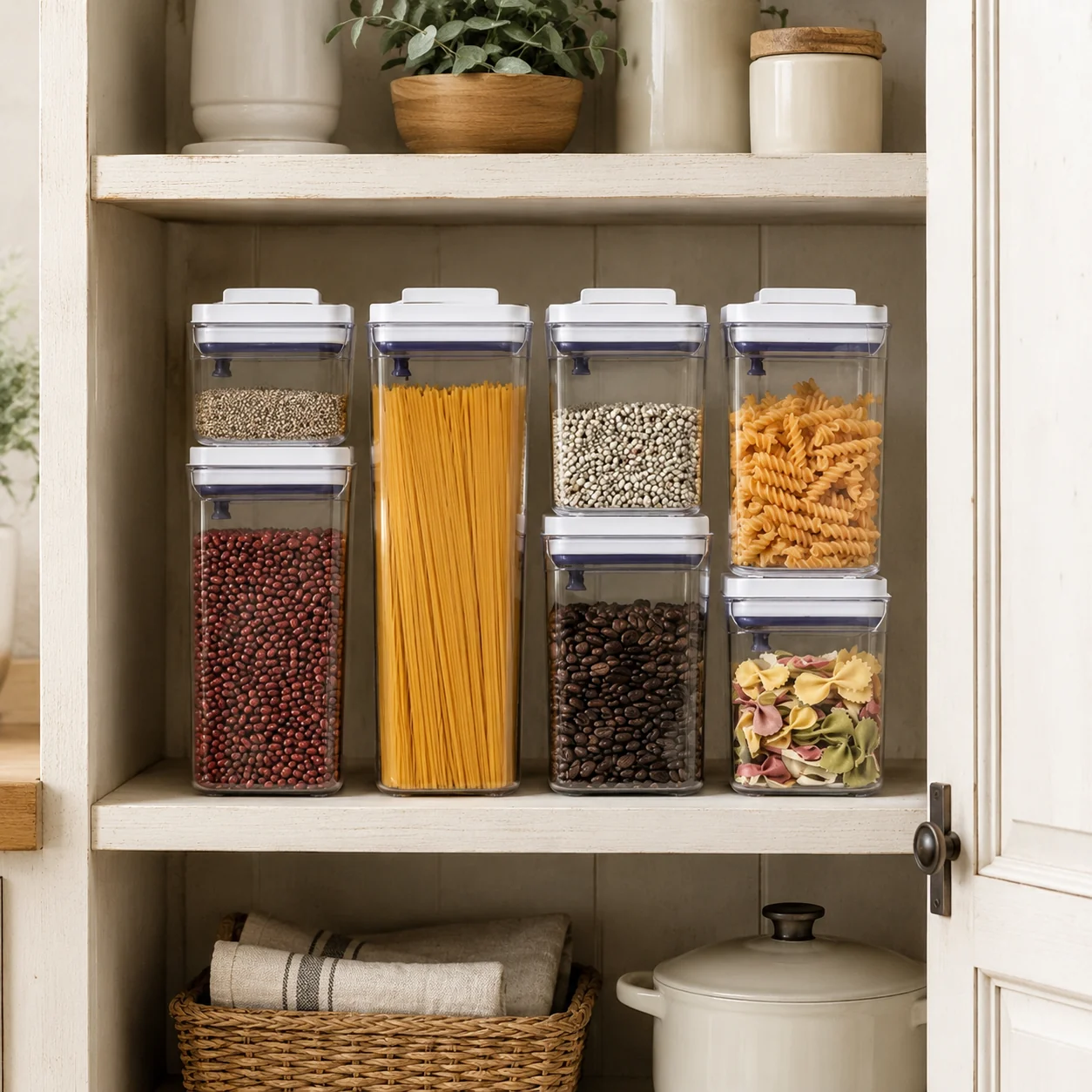 Dependable One-Touch Airtight Pantry Container Set 5-Piece 7-Piece User-Friendly