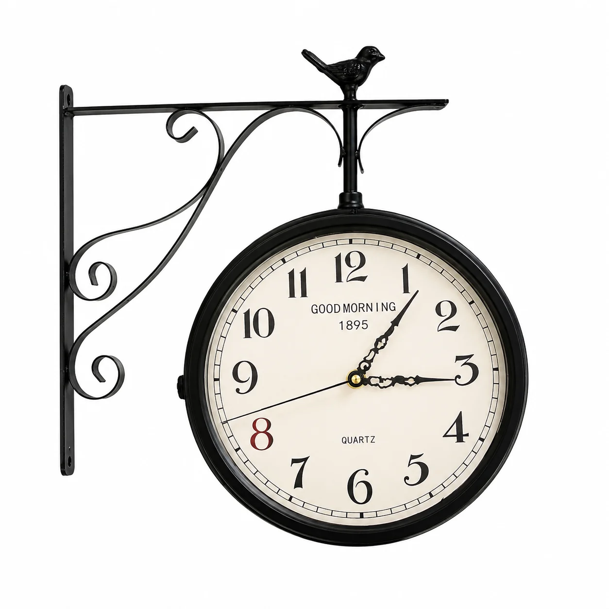 Minimalist Double-Sided Station Wall Clock-Arabic Roman Numeral Faces Comfortable