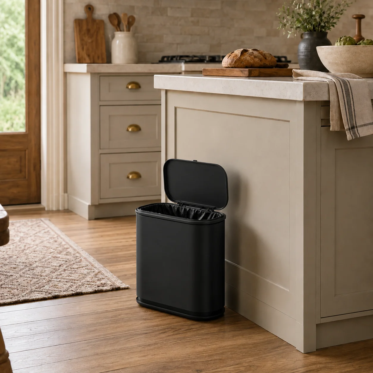 Innovative Slim 12L Press-Top Trash Can with Hidden Liner Enhanced
