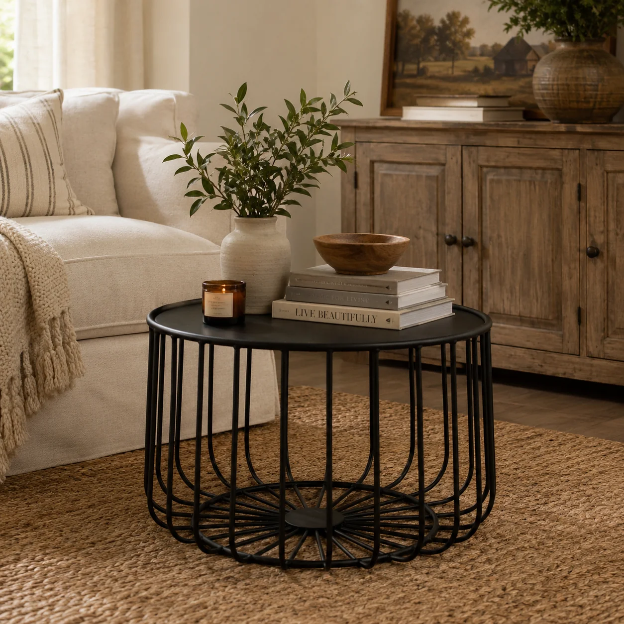 Versatile Round Metal Lift-Top Storage Coffee Table Elite