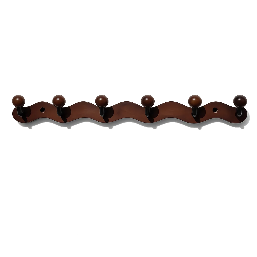 Functional Vintage Walnut Wall-Mounted Coat Rack-6 Metal Hooks Clean