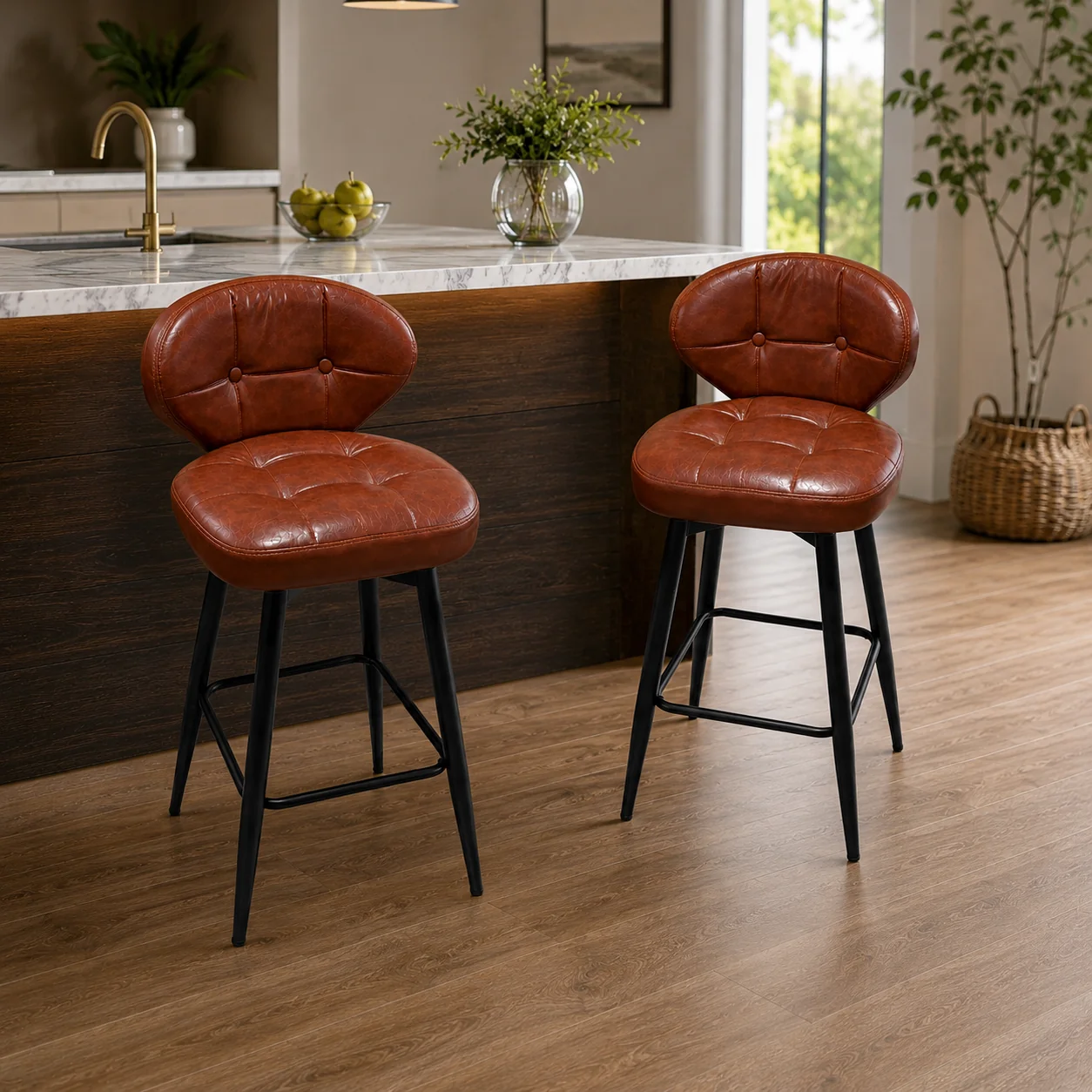 High-End Counter stool- Brown or Black 1 Piece Contemporary