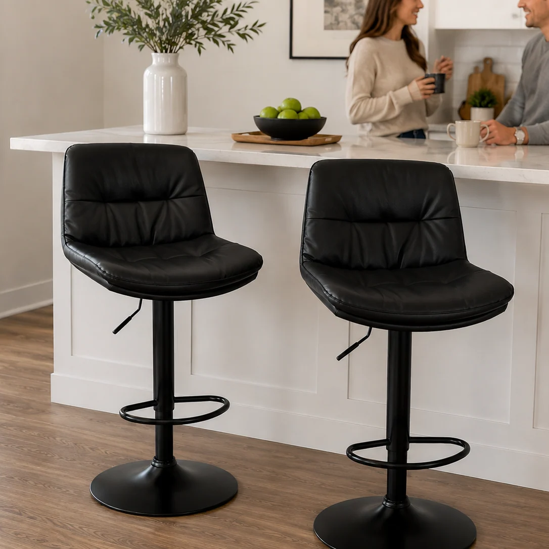 Fashionable Elevating bar stool- Black Set of 2 Efficient
