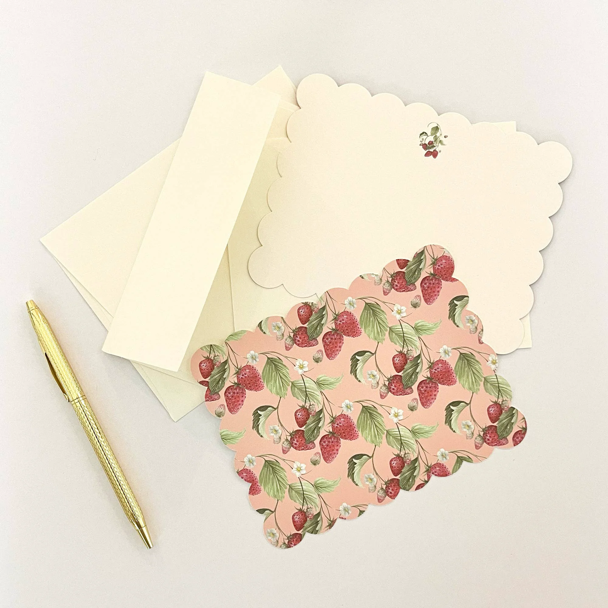 Lightweight Strawberries Note Card Set Premium Material