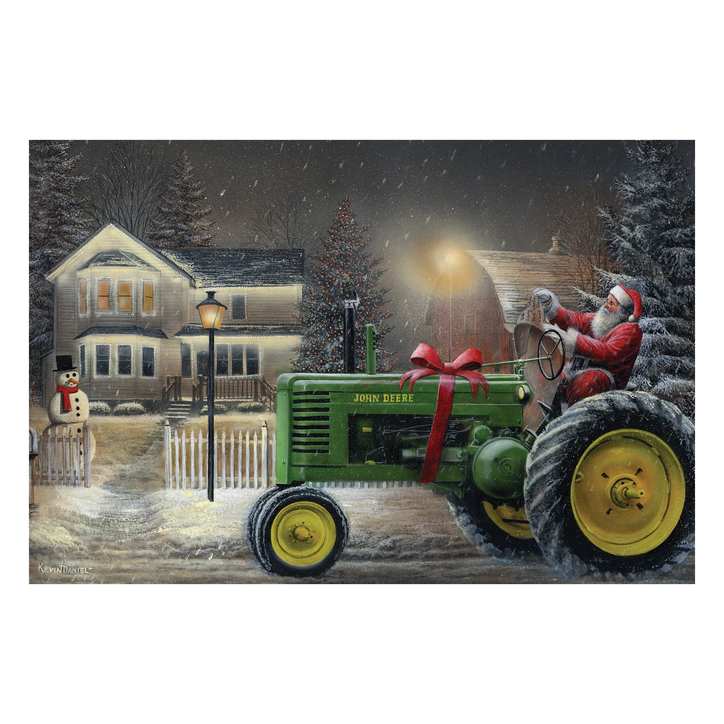 Easy-to-Use LED Art 24in x 16in-Santa on Tractor Fine
