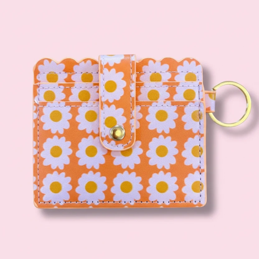 Green Keychain Wallet - Boho Floral Secure