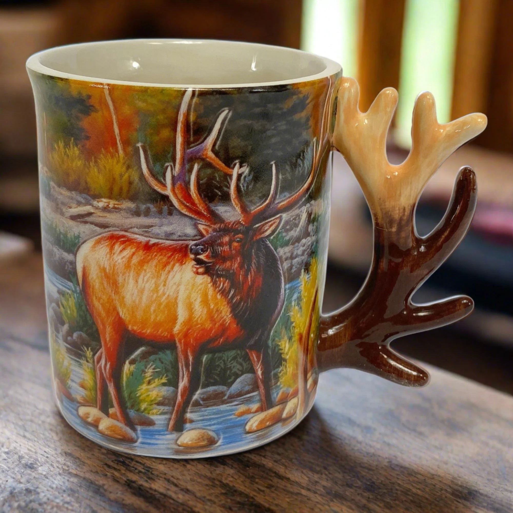 Solid Ceramic Mug 3D 15oz-Elk Scene Casual
