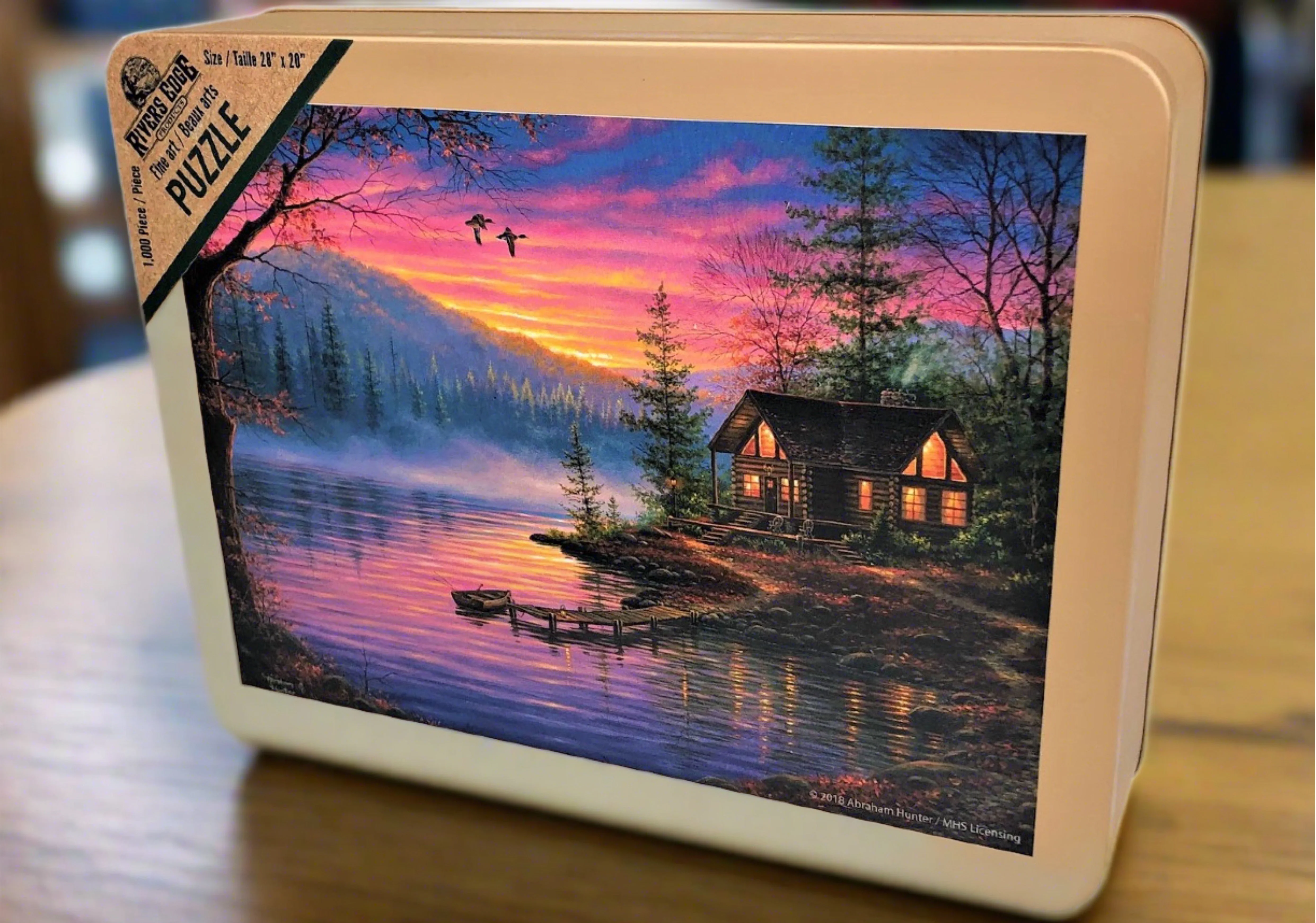 Fine Puzzle in Tin 1000-Piece-Cabin Scene High-End