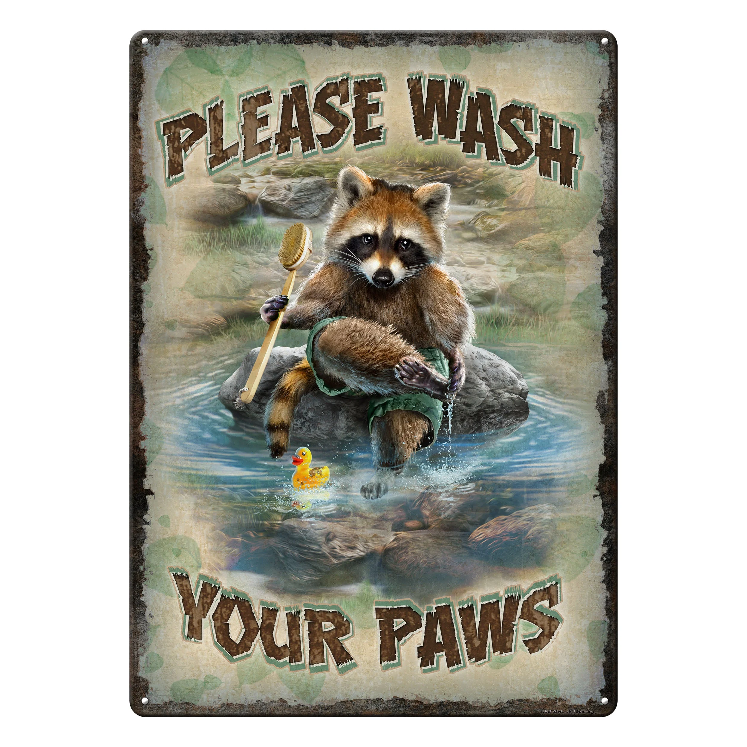 Safe Tin Sign 12in x 17in-Wash Your Paws High-Quality