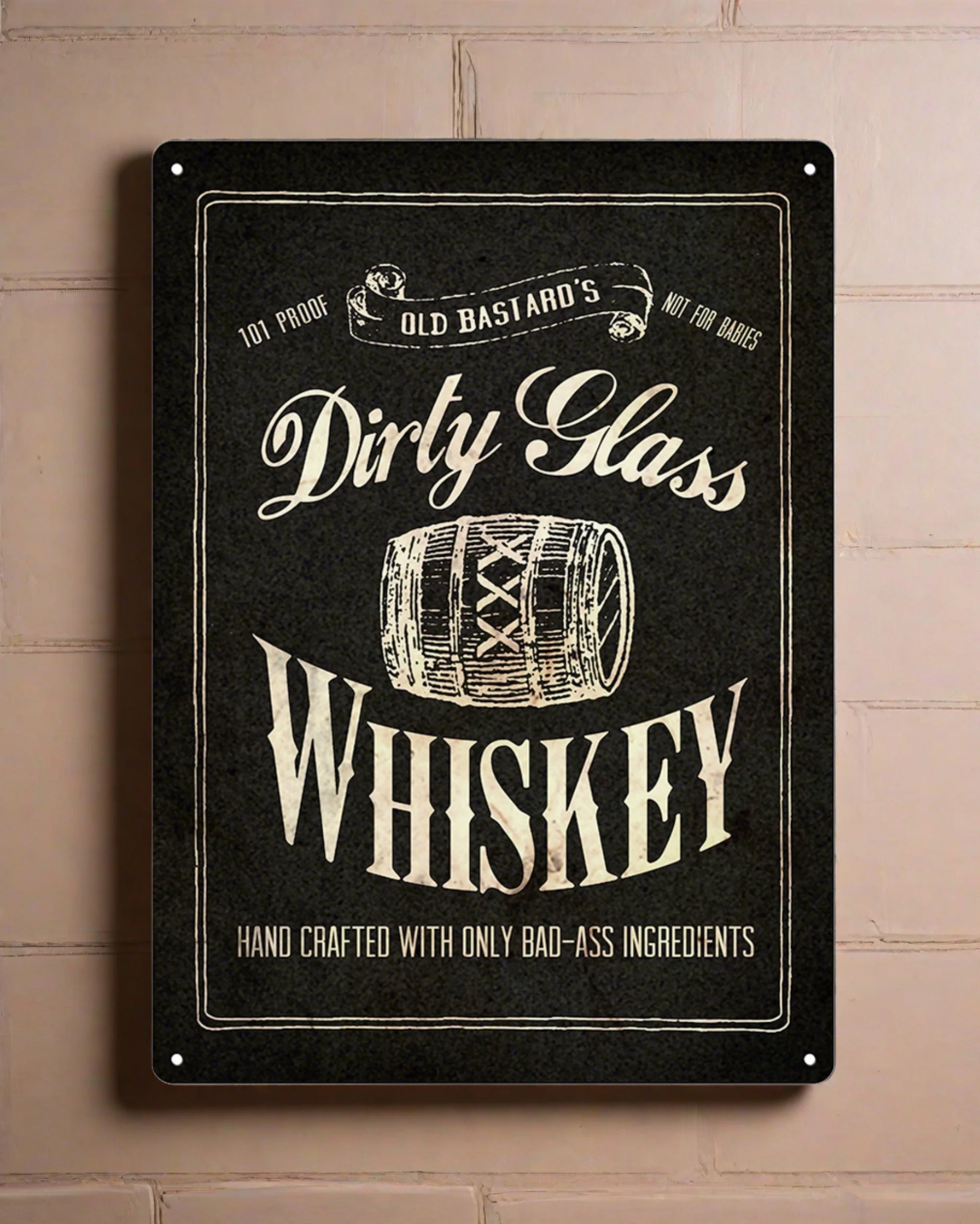 Selected Tin Sign 12in x 17in-Dirty Glass Whiskey Stylish