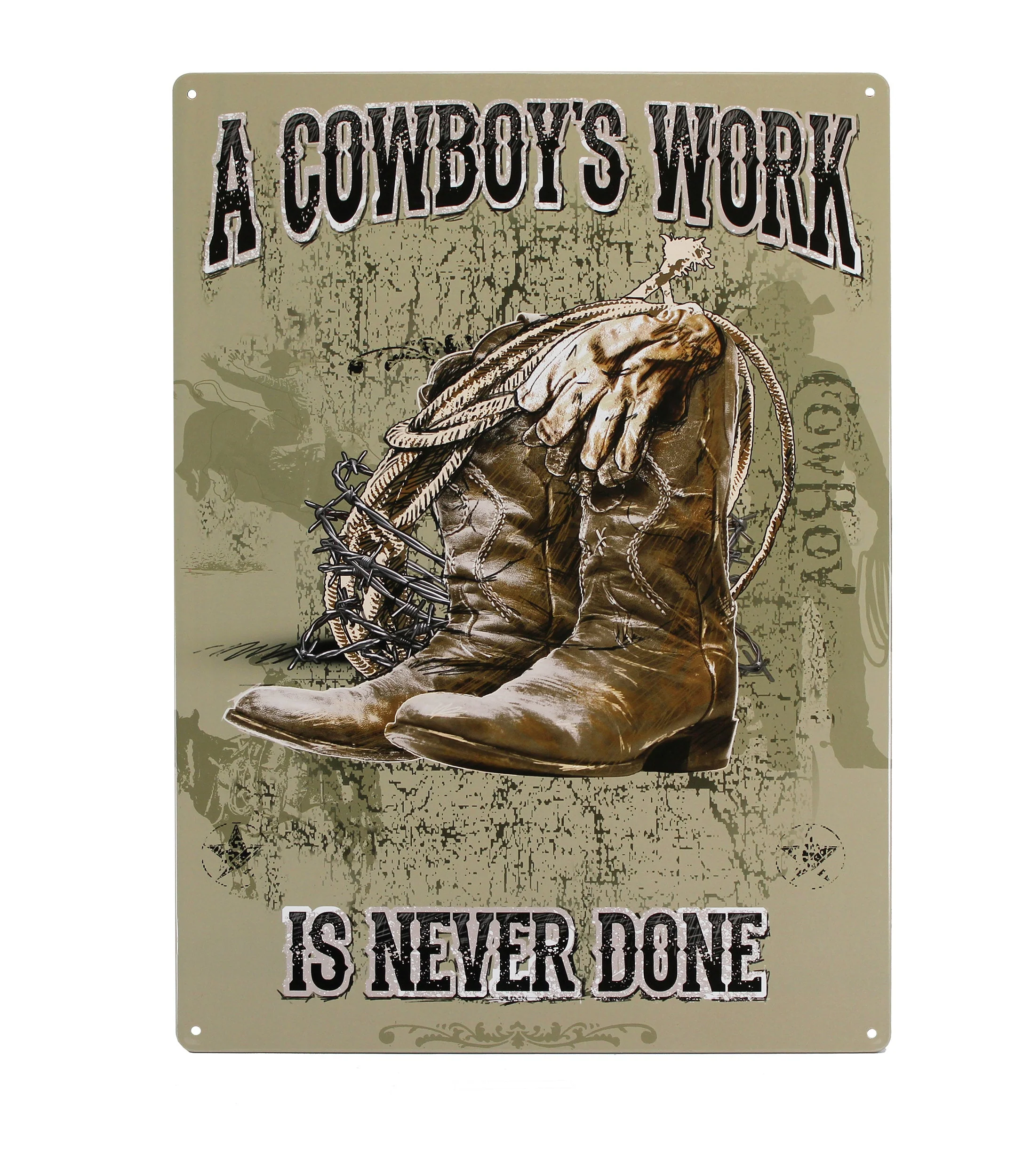 Elite Tin Sign 12in x 17in-Cowboys Work User-Friendly
