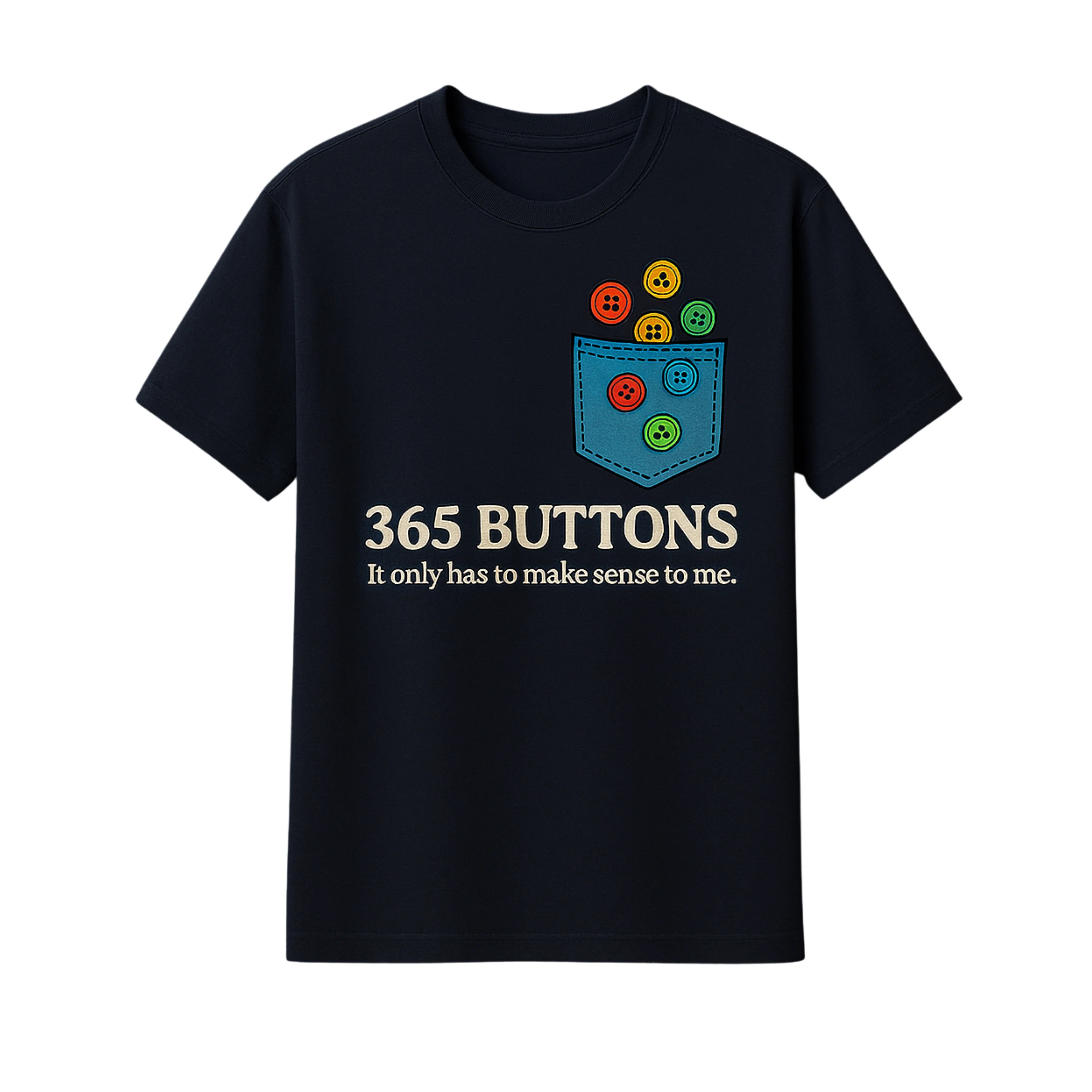 Fine Crafted T-Shirt - 365 Buttons - Pocket Green