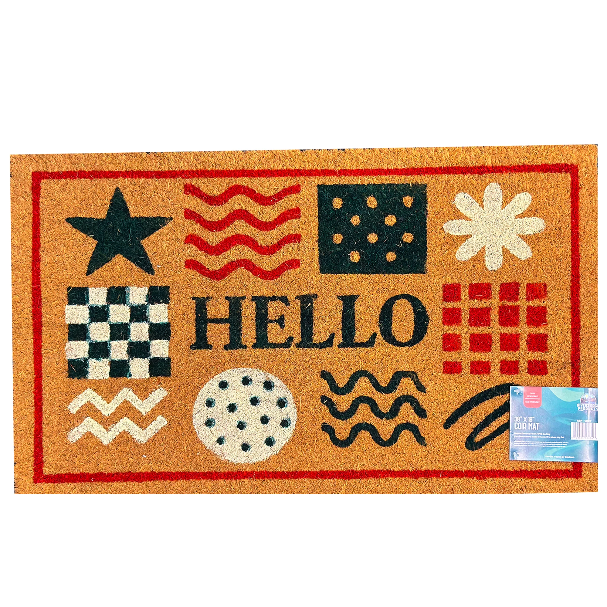 Detailed Rivers Edge Products Coir Mat 30x18-Hello Mixed Proven