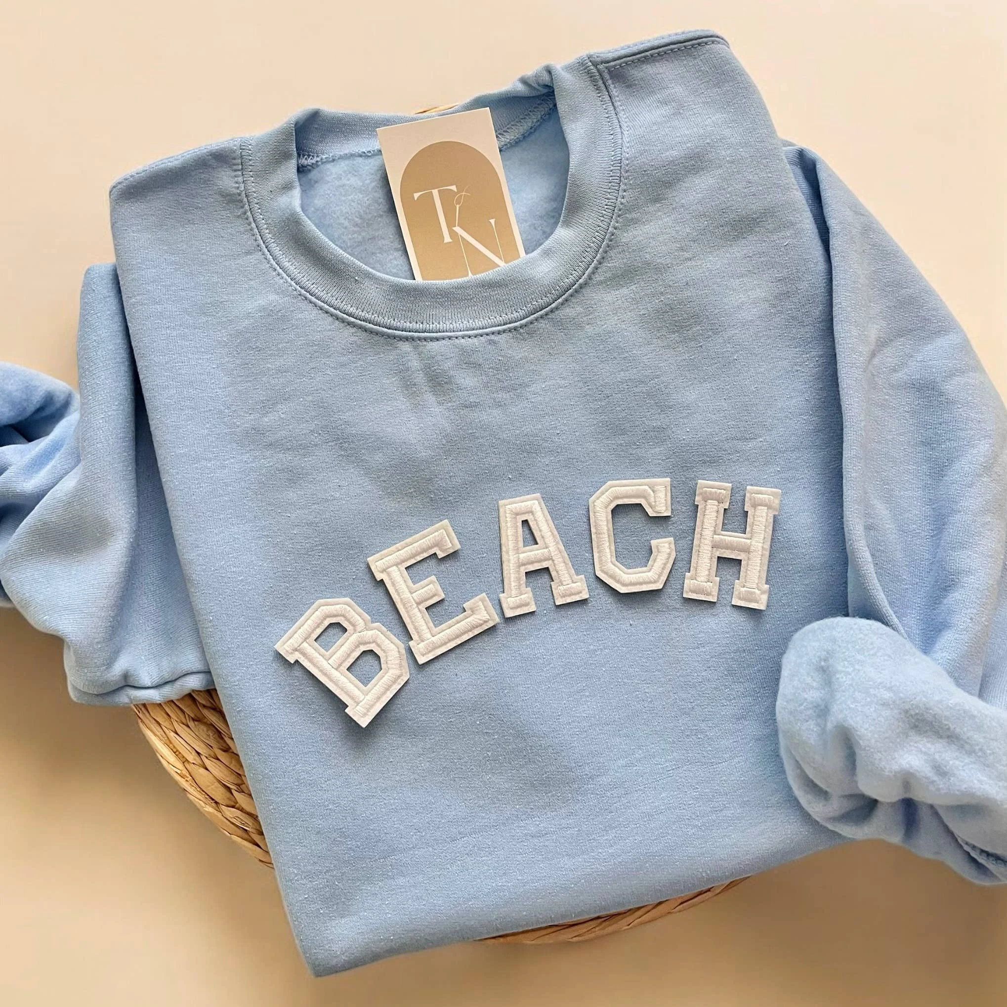 Durable Beach Crewneck Sweatshirt Detailed