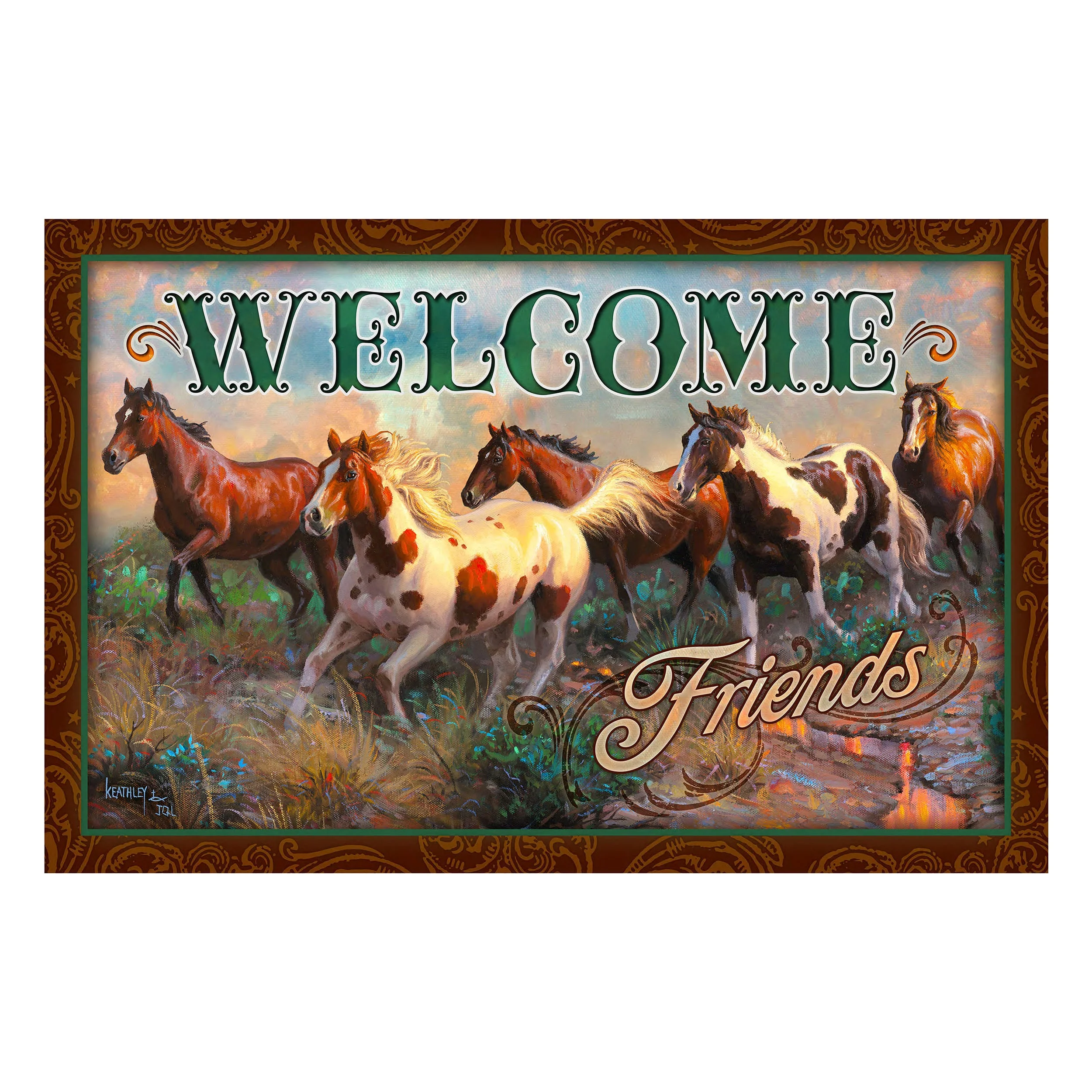 Stylish Door Mat Rubber 26in x 17in-Welcome Horse Official