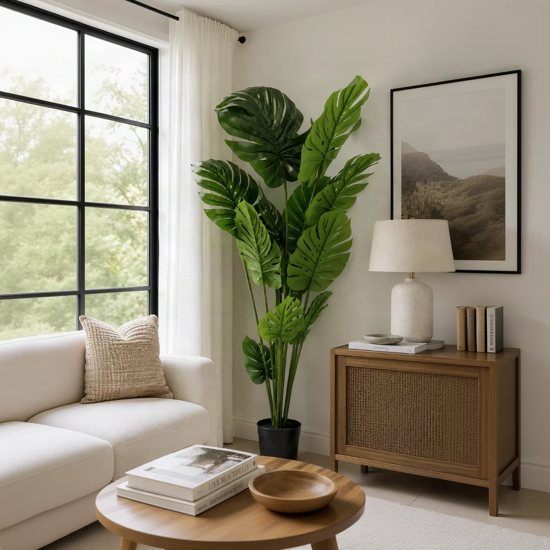 Convenient Faux Monstera Plant 4.92 ft H Reusable