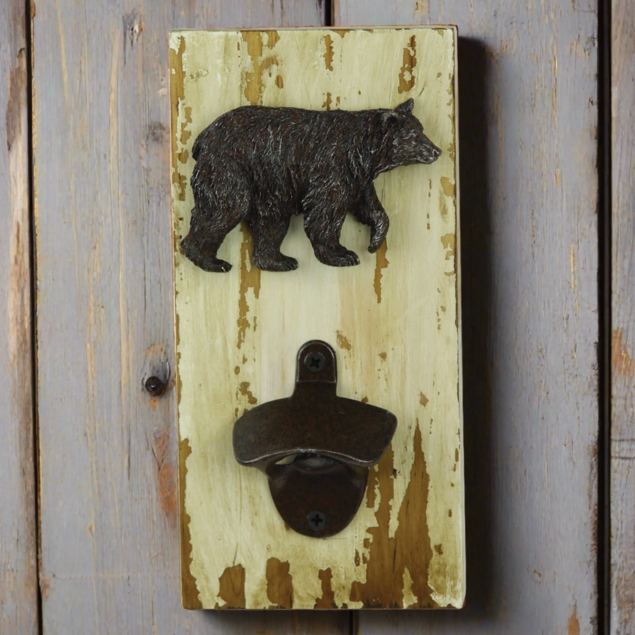 Crafted Bottle Opener-Rustic Bear Responsible