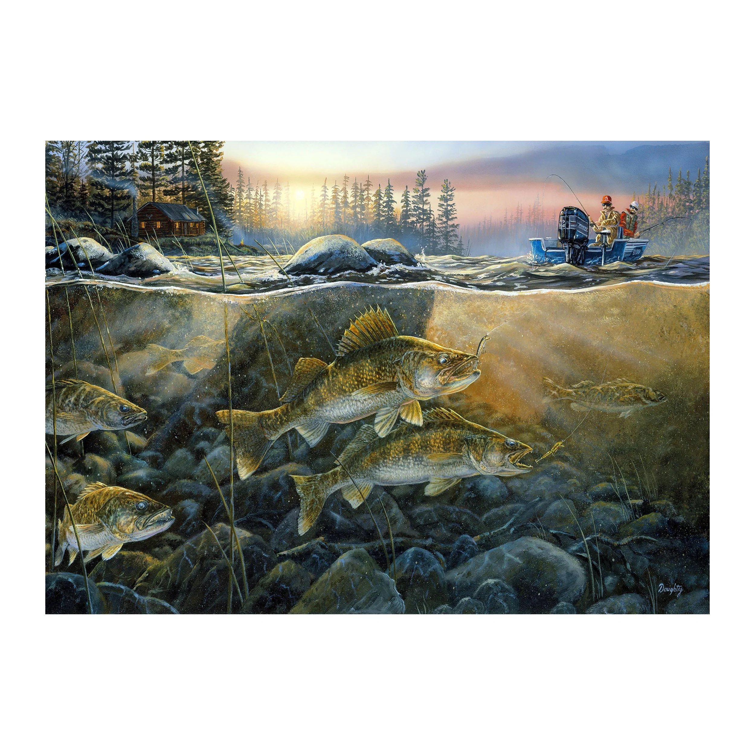 Proven Puzzle in Tin 1000-Piece-Walleye on the Rocks Specialty
