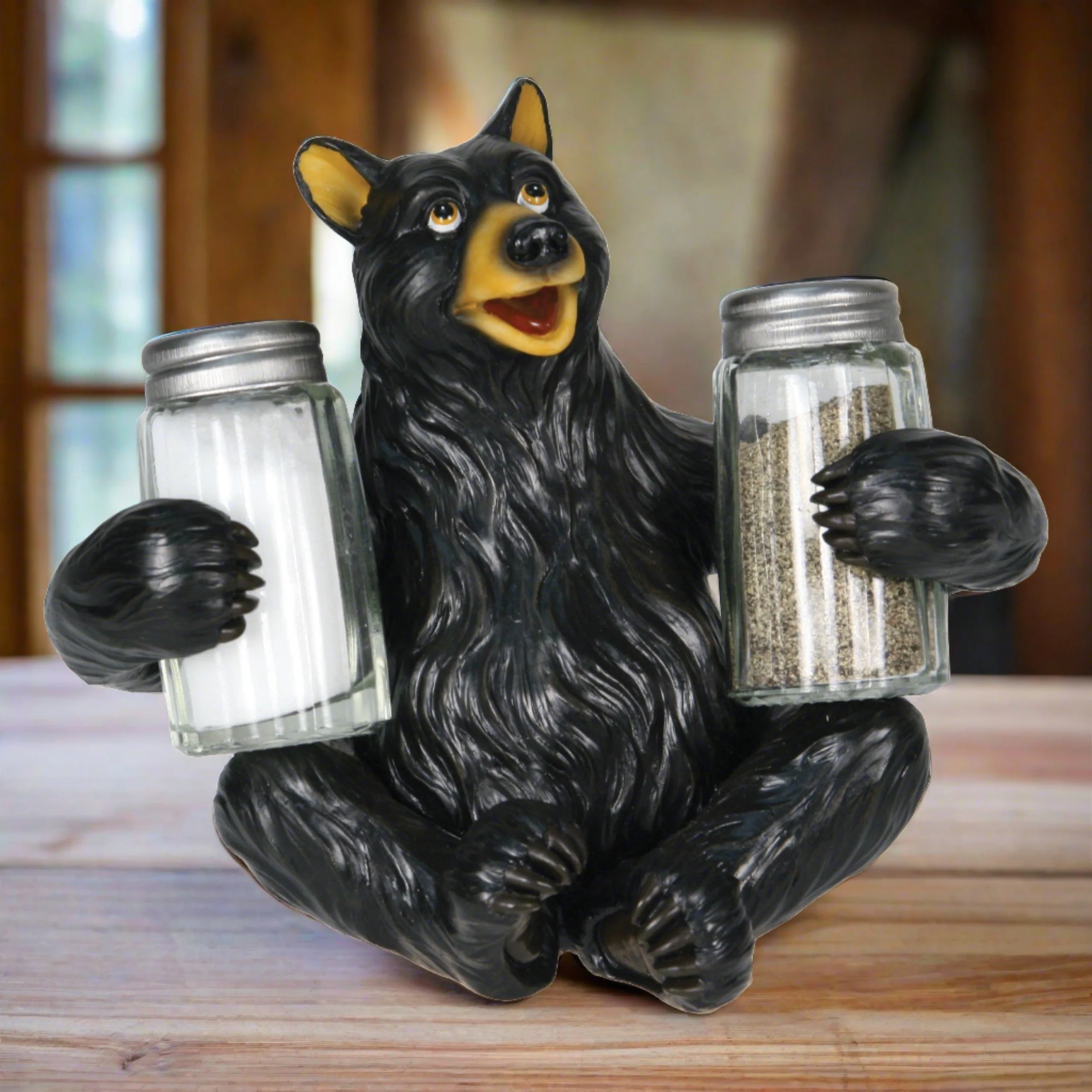 Recyclable Salt and Pepper Shakers-Bear Glass Sophisticated
