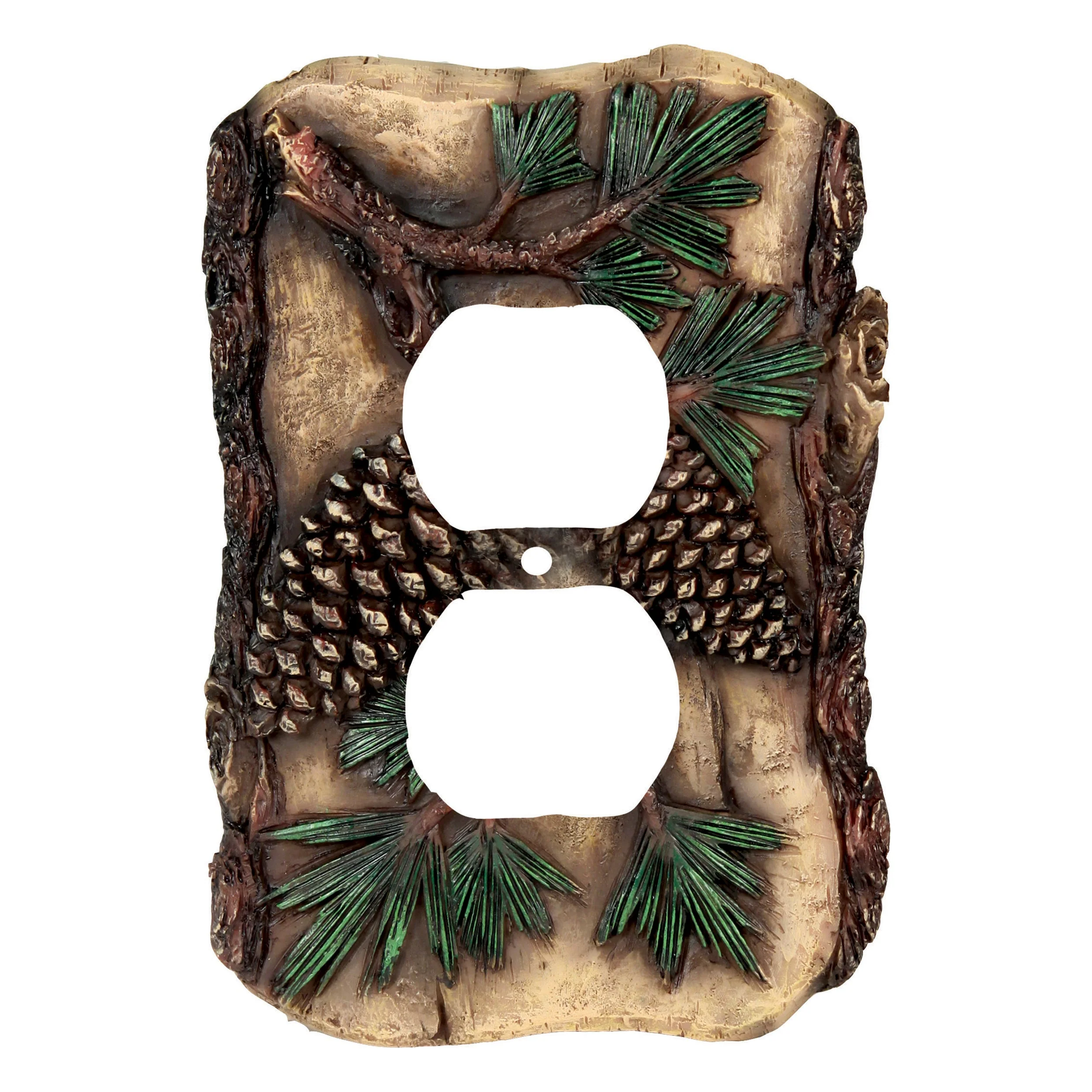 Exclusive Electrical Cover Plate Double Receptacle-Pine Cone Unique