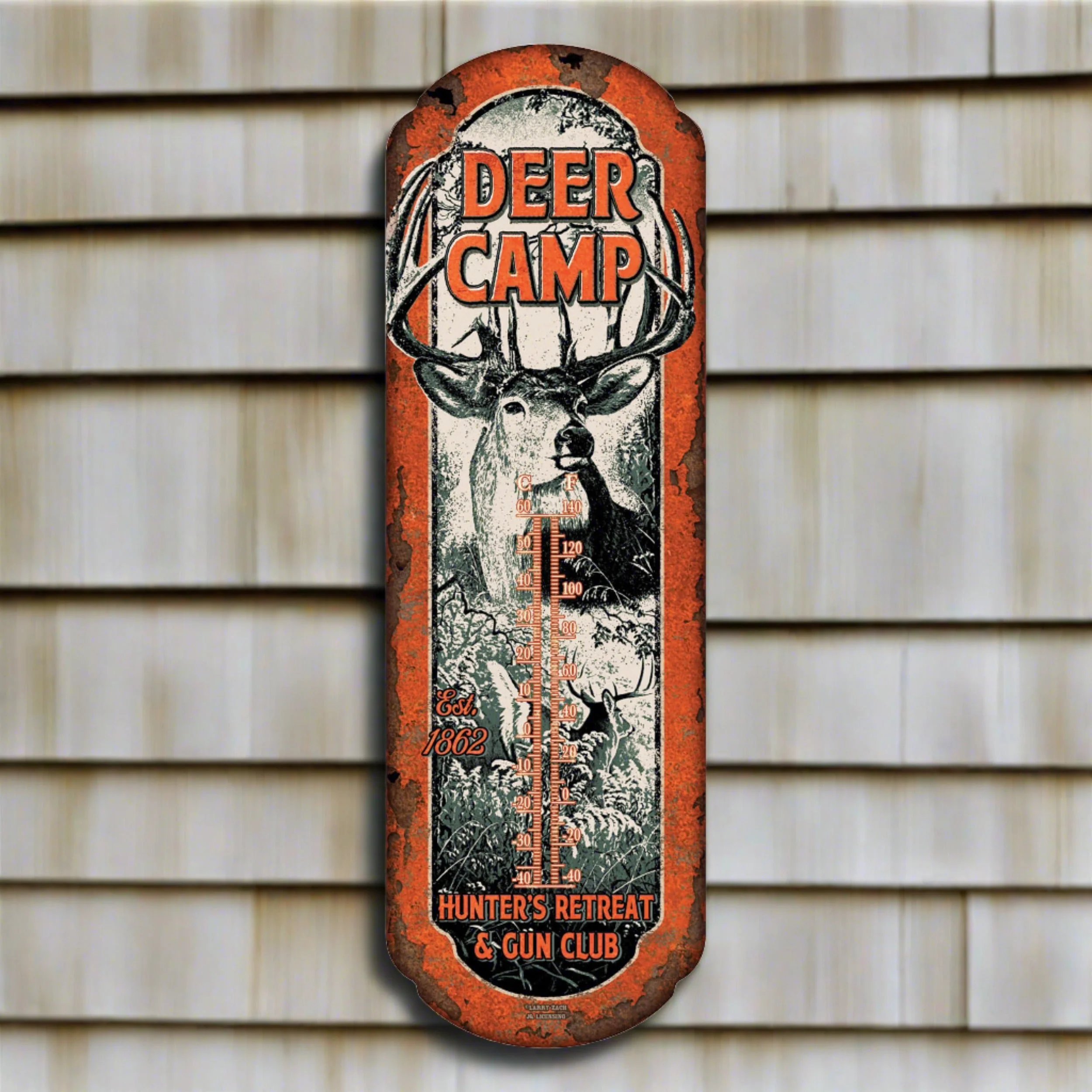 Original Design Tin Thermometer-Deer Camp Next-Generation
