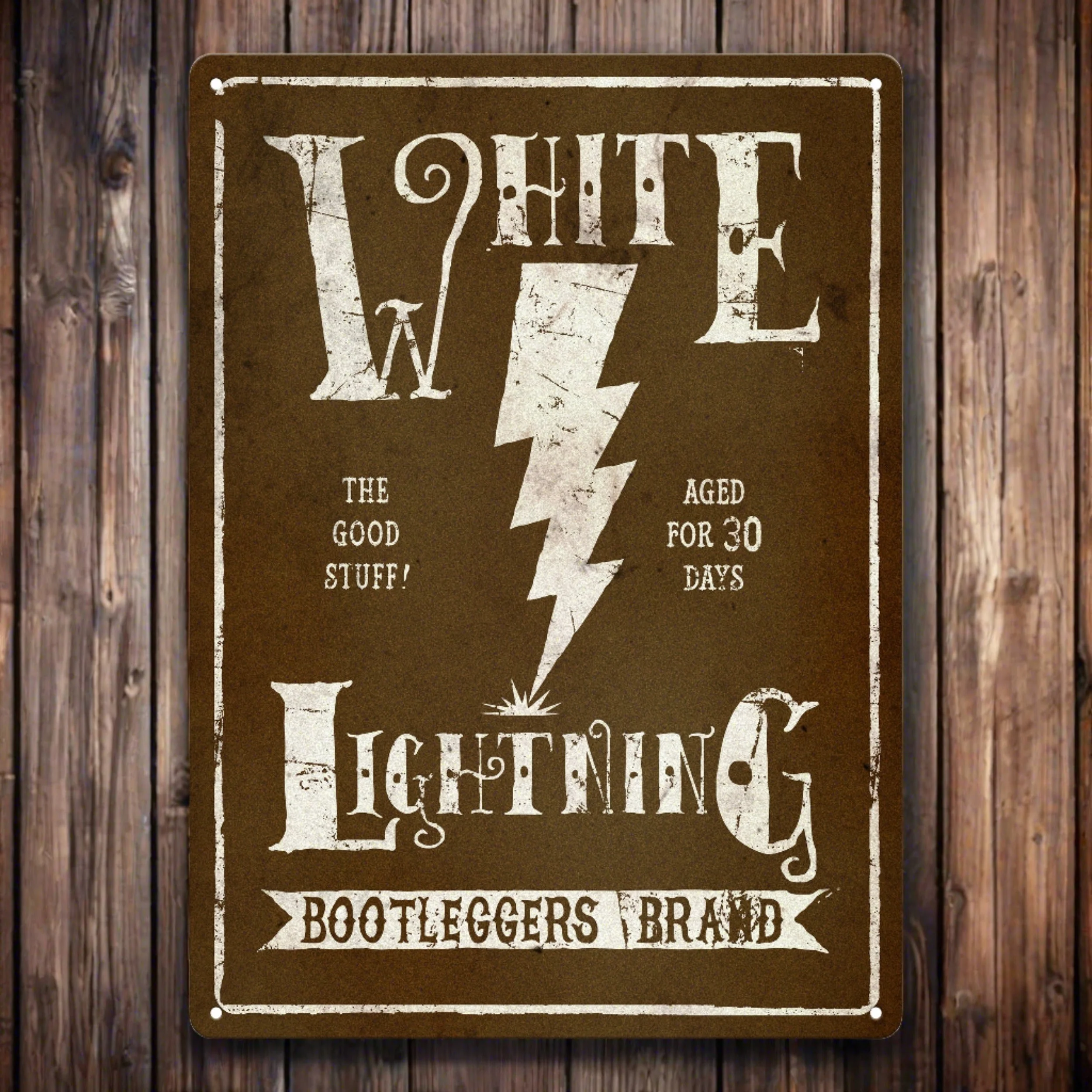 Professional Tin Sign 12in x 17in-White Lightning Minimalist