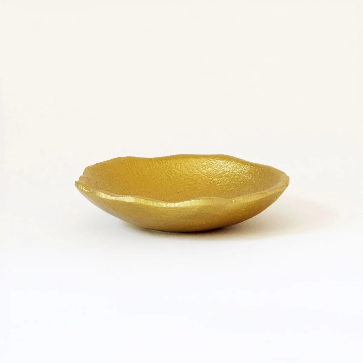 Contemporary Gold Cast Iron Trinket Dish Large Premium Material