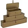 Casual Decorative Metal Rectangular Storage Box Gold Finish Functional