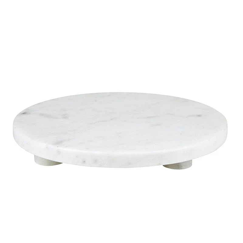 Unique White Marble Footed Tray 10-inch Premium Material