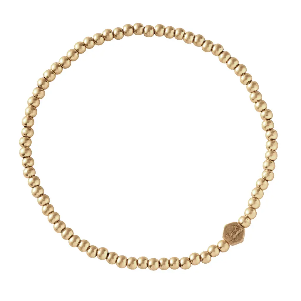 Dependable Mini Metal Stacking Bracelet Ball of Gold Functional