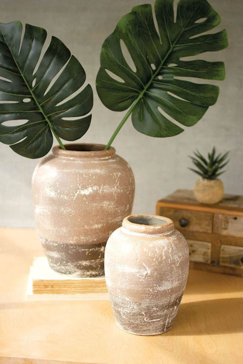 Innovative Ceramic Two Toned Urn Vase Small Authentic