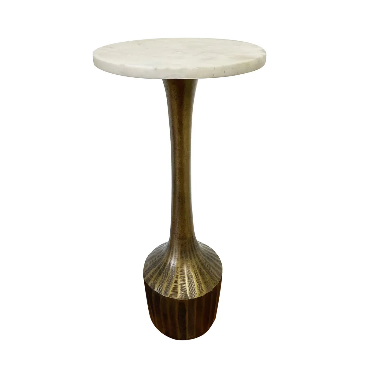 Green Alto Ripple Textured Metal Martini Table Dark Antique Bronze High-Quality