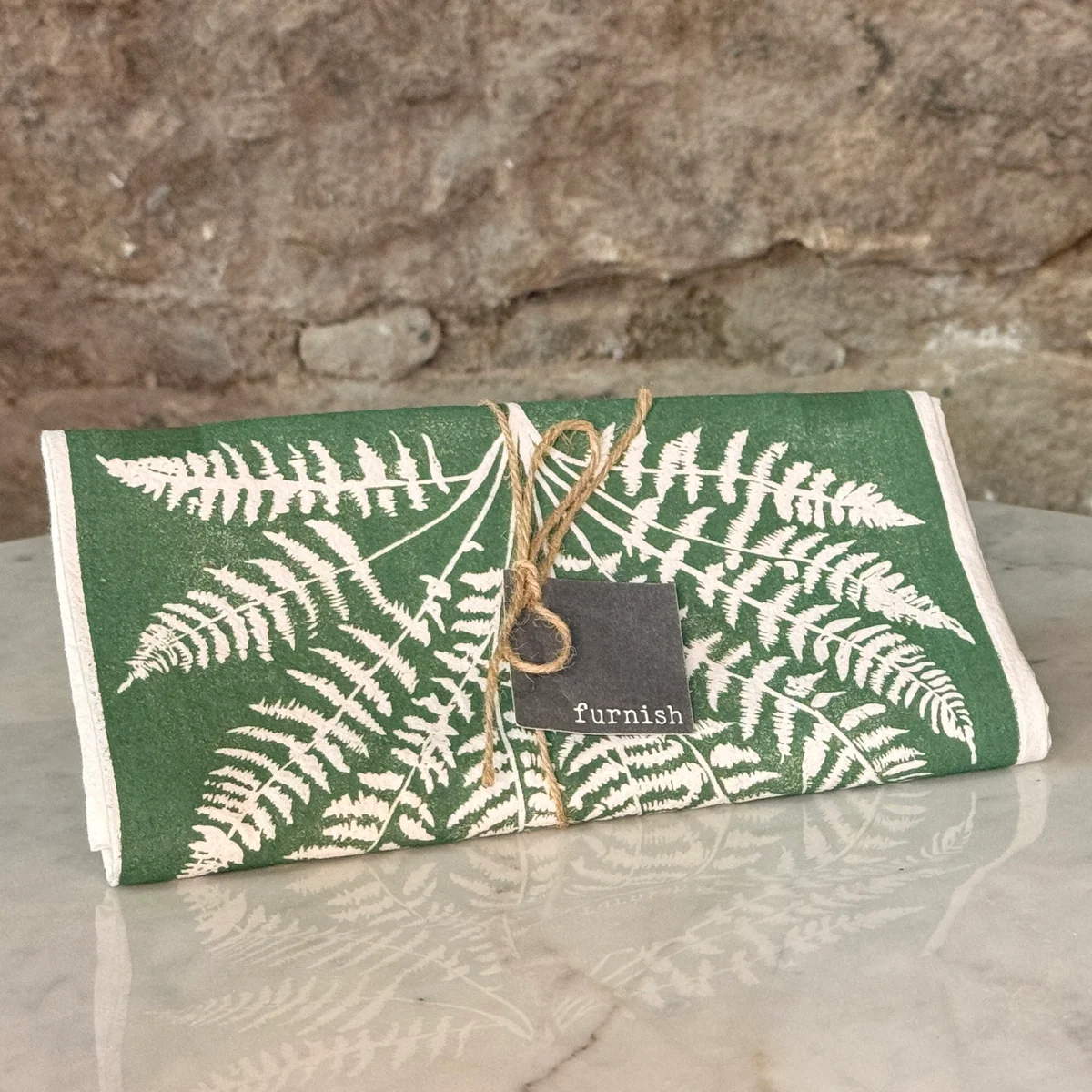 Reusable Handcrafted Printed Green White Floral Tea Towel Original Design
