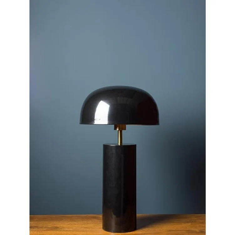Elegant Black Lacquer Lamp w Mushroom Shade Prestigious