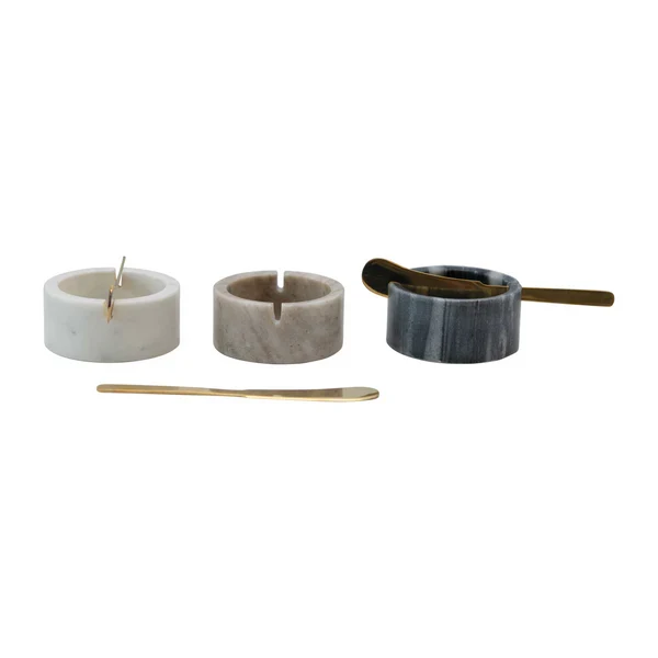 Sophisticated Marble Bowl w Brass Spoon Safe