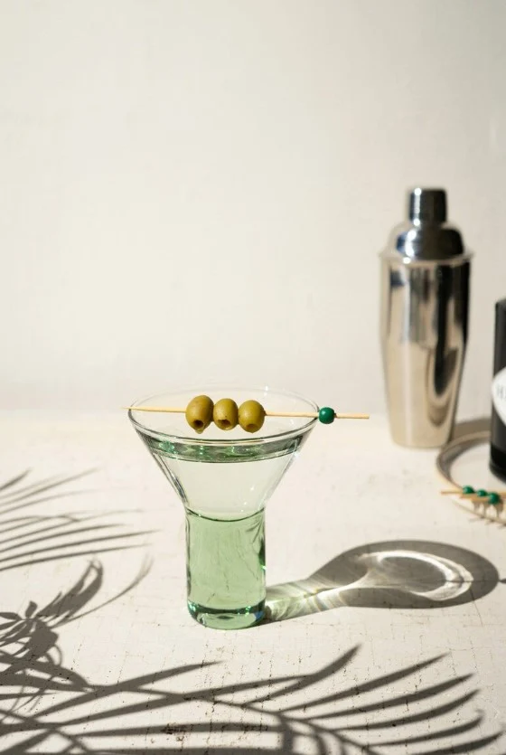 Reusable Clear Martini Glass w Solid Base Trendy