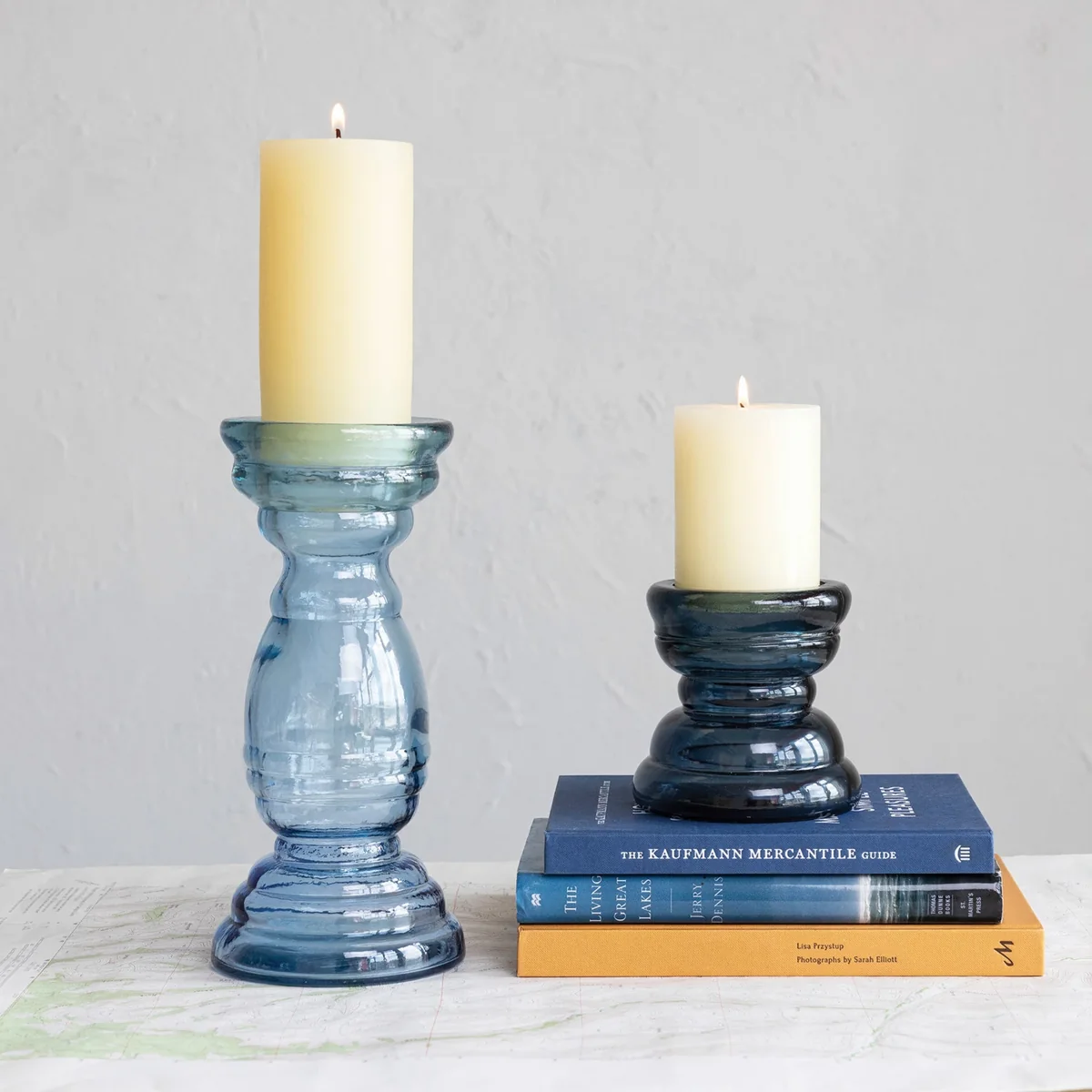 High-Performance Recycled Glass Candle Holder Blue Lightweight