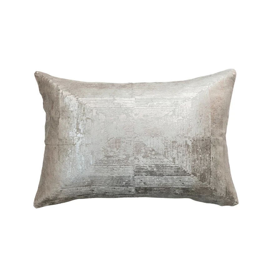 Functional Cotton Velvet Printed Lumbar Pillow w Gold Foil Professional