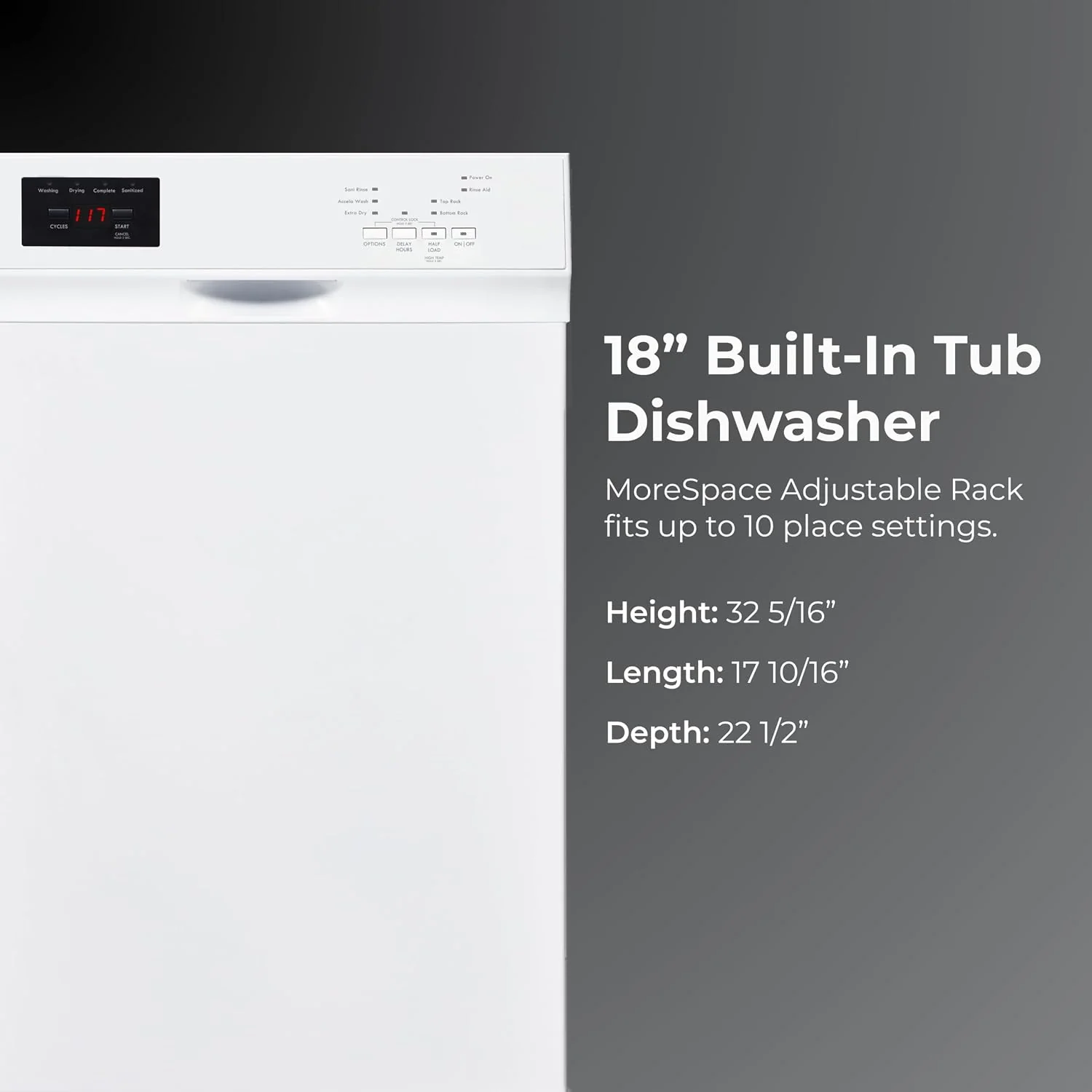 Contemporary Kenmore 18 Compact Built-In Dishwasher - White Durable