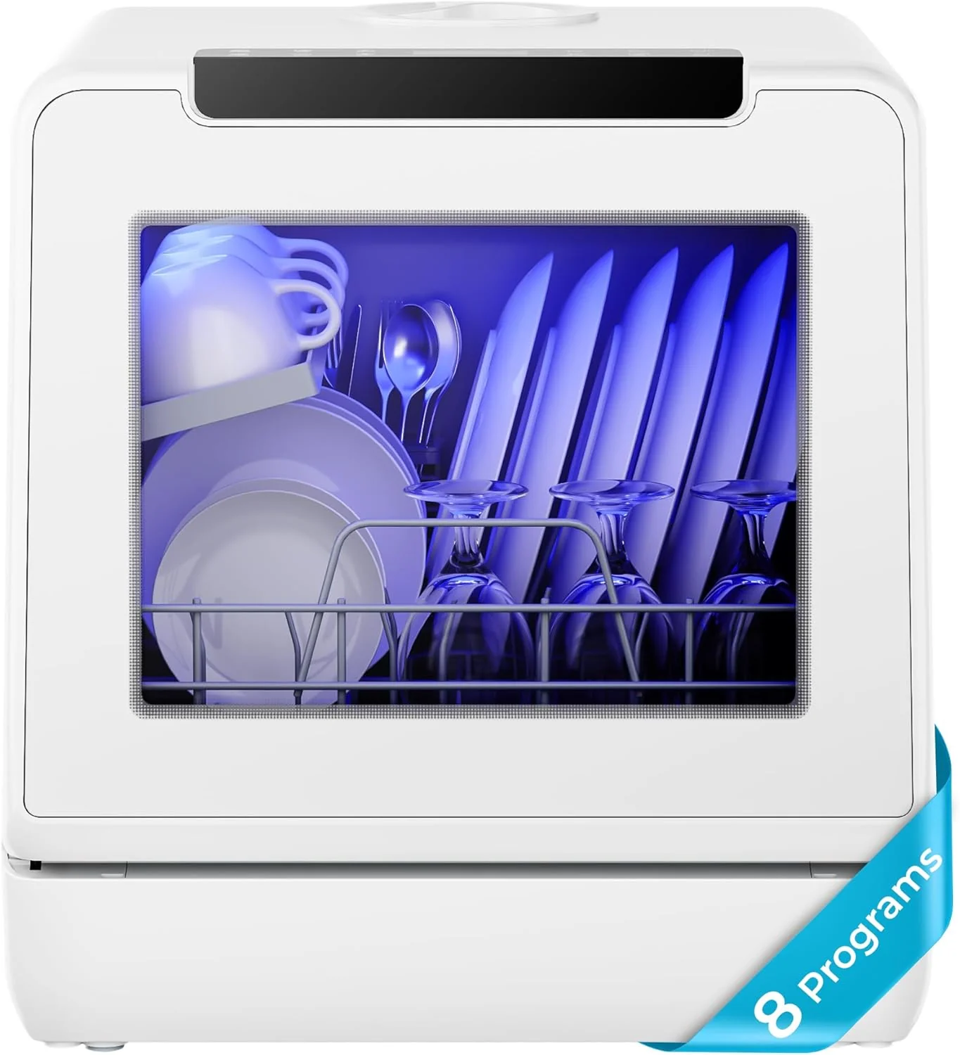 Genuine EUHOMY Portable Countertop Dishwasher – 8 Programs 5L Built-in Water Tank Self Clean Baby Care Air Dry No Hookup Needed Convenient
