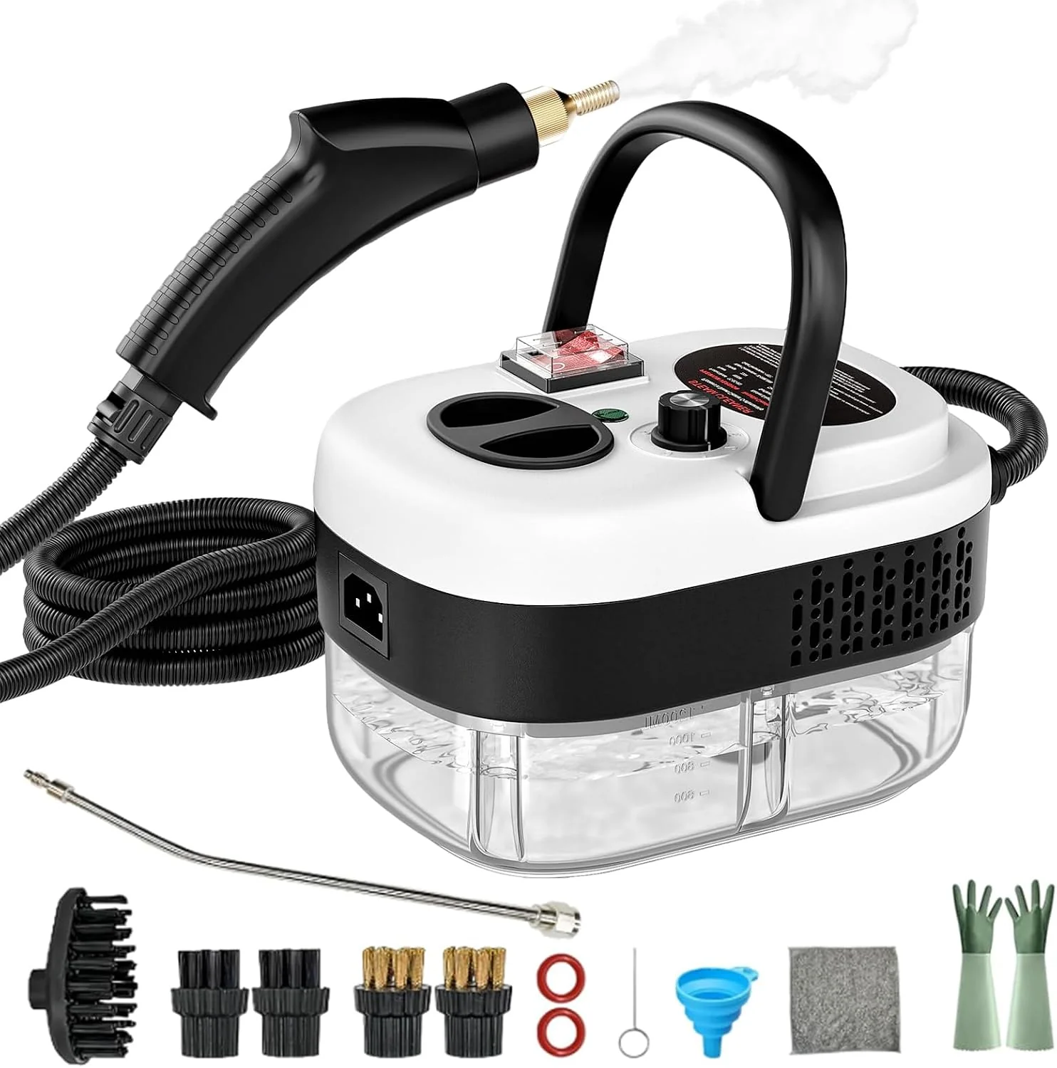 Excellent Steam Cleaner Portable Pressurized Steamer for Cleaning with 14pcs Accessories 6-Level Adjustable 15s Heat-Up Handheld Steam Cleaner for Home Tile Dirt Grout Grease Car Detailing 03-White Official