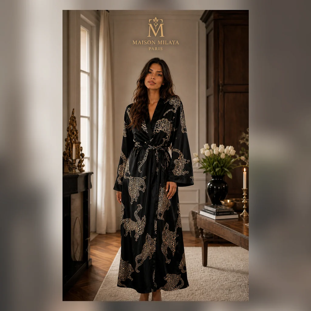 Versatile Kimono Long Signature Léopard – Maison Milaya Green