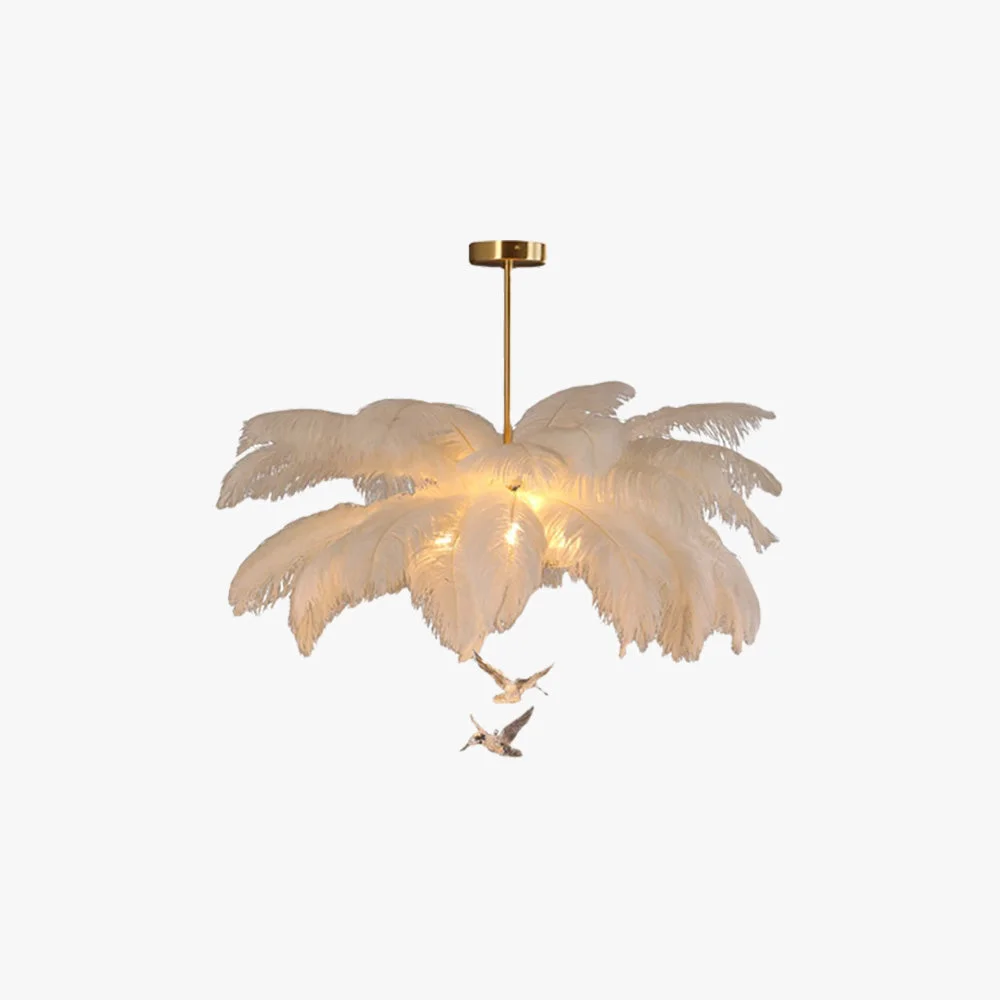 Sustainable O'Moore Kronleuchter Straußenfeder Vögel 2 Stile ∅56CM 60CM 65CM Excellent